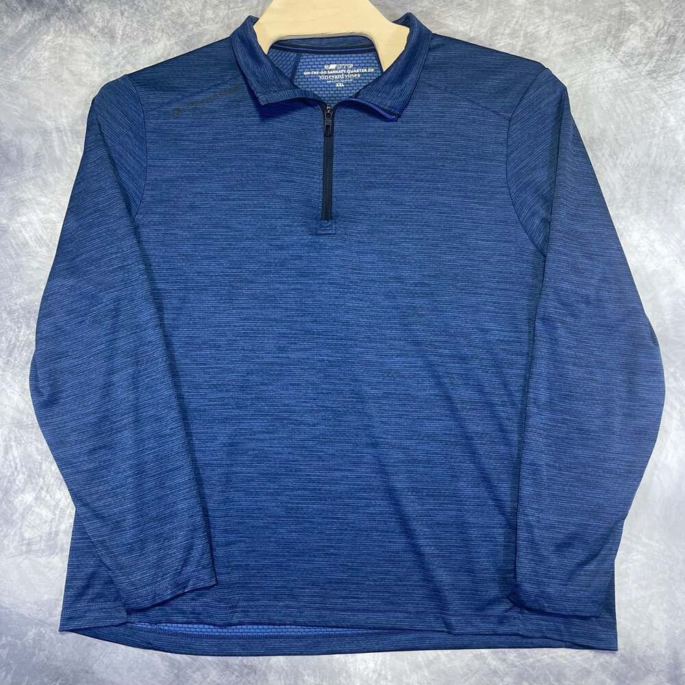Vineyard Vines On-The-Go Sankaty Quarter Zip Size XXL Blue
